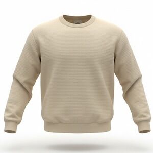 Obermeyer Explorer Tech Crew Sweatshirt Men 2XL XXL Beige Quilted Textured